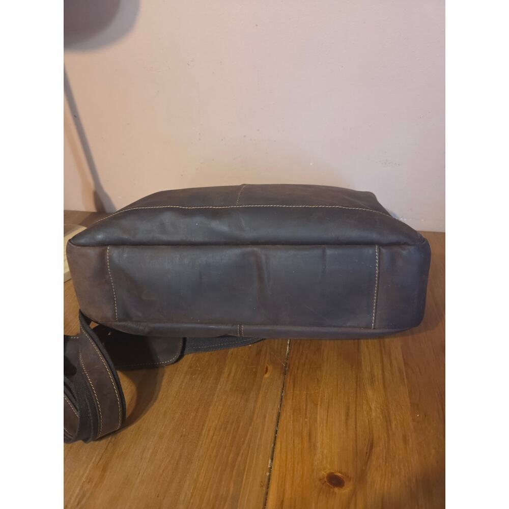 Kattee Leather Messenger Laptop Briefcase Dark Brown 17in Lots Of Storage! - Picture 3 of 10